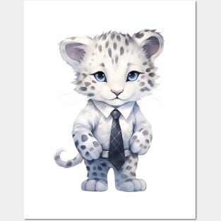 Snow Leopard Wearing a Tie Posters and Art